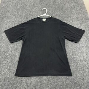 Visitor T-Shirt Mens L Black Silk Short Sleeve Minimalist Luxury Style